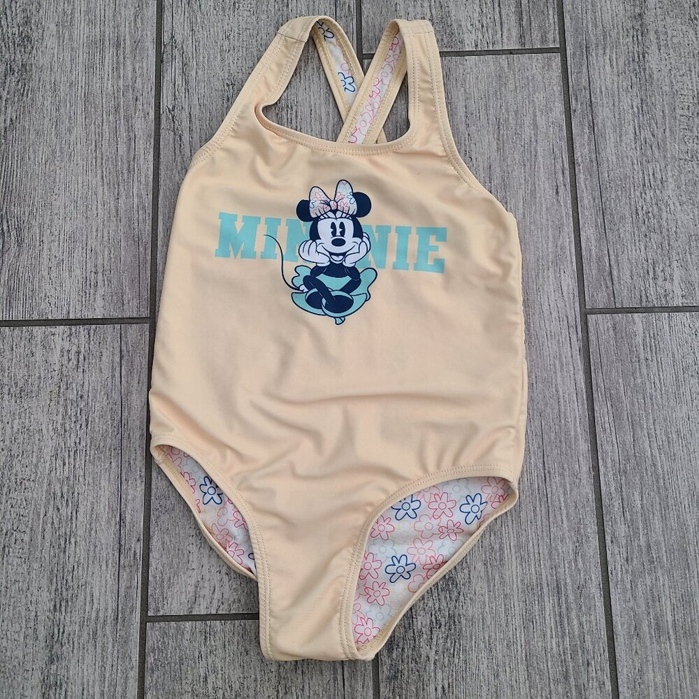 Disney Junior Minnie Mouse One Piece Swimsuit Yellow Toddler girl size 5T